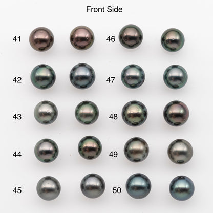 9-10mm Tahitian Pearl Pairs, Matched Round Loose Pearls for Making Studs, High Luster for Jewelry Making Supplies, SKU # 2839TH