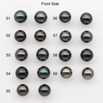 9-10mm Tahitian Pearl Pairs, Matched Round Loose Pearls for Making Studs, High Luster for Jewelry Making Supplies, SKU # 2839TH