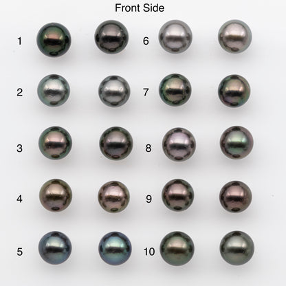 10-11mm Tahitian Pearl Pairs, Matched Round Loose Pearls for Making Studs, High Luster for Jewelry Making Supplies, SKU # 2840TH