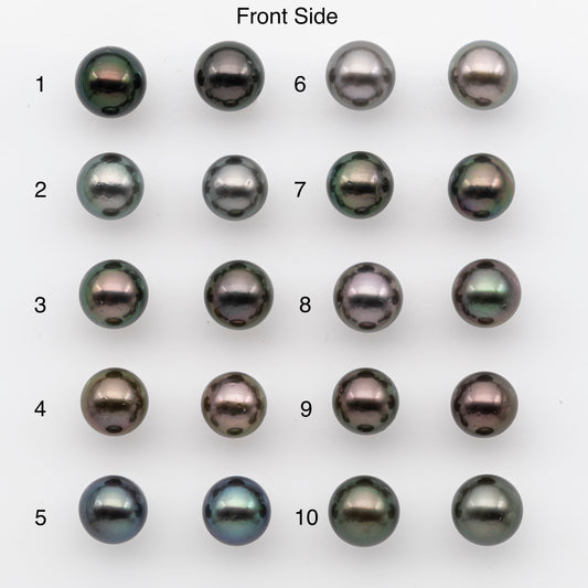 10-11mm Tahitian Pearl Pairs, Matched Round Loose Pearls for Making Studs, High Luster for Jewelry Making Supplies, SKU # 2840TH