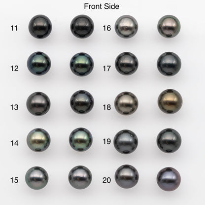 10-11mm Tahitian Pearl Pairs, Matched Round Loose Pearls for Making Studs, High Luster for Jewelry Making Supplies, SKU # 2840TH