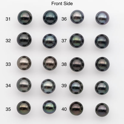 10-11mm Tahitian Pearl Pairs, Matched Round Loose Pearls for Making Studs, High Luster for Jewelry Making Supplies, SKU # 2840TH