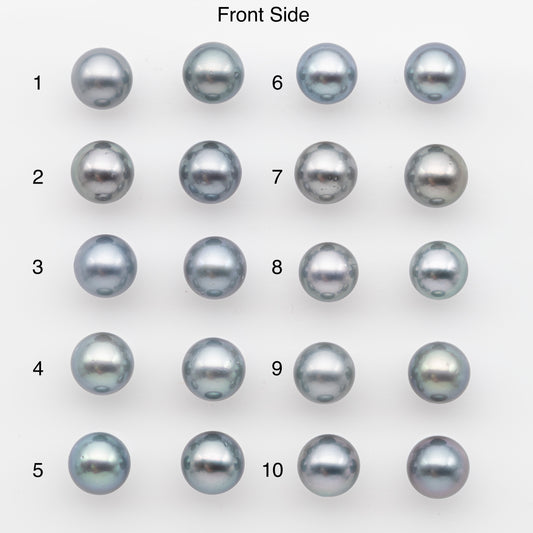 10-11mm Tahitian Pearl Pairs, Matched Round Loose Pearls for Making Studs, High Luster for Jewelry Making Supplies, SKU # 2841TH