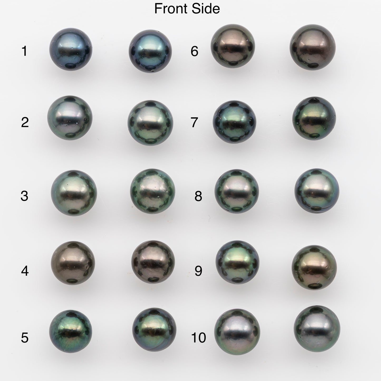 10-11mm Tahitian Pearl Pairs, Matched Round Loose Pearls for Making Studs, High Luster for Jewelry Making Supplies, SKU # 2843TH