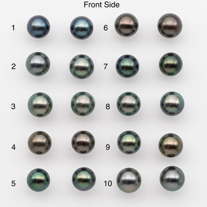 10-11mm Tahitian Pearl Pairs, Matched Round Loose Pearls for Making Studs, High Luster for Jewelry Making Supplies, SKU # 2843TH