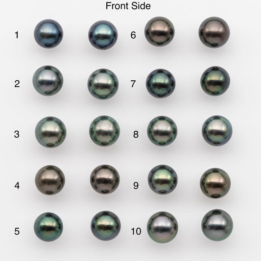 10-11mm Tahitian Pearl Pairs, Matched Round Loose Pearls for Making Studs, High Luster for Jewelry Making Supplies, SKU # 2843TH