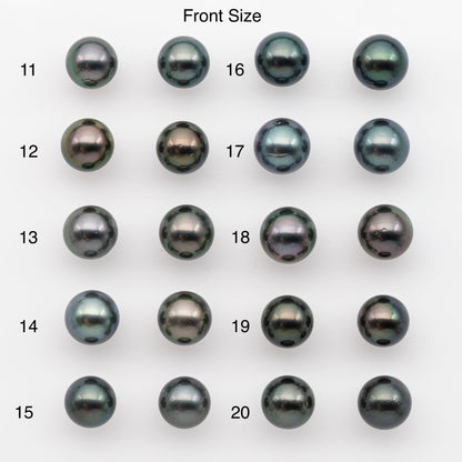 10-11mm Tahitian Pearl Pairs, Matched Round Loose Pearls for Making Studs, High Luster for Jewelry Making Supplies, SKU # 2843TH