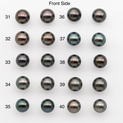 10-11mm Tahitian Pearl Pairs, Matched Round Loose Pearls for Making Studs, High Luster for Jewelry Making Supplies, SKU # 2843TH