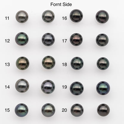 9-10mm Tahitian Pearl Pairs, Matched Round Loose Pearls for Making Studs, High Luster for Jewelry Making Supplies, SKU # 2844TH