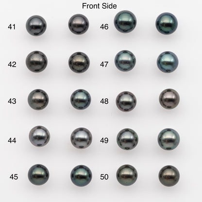 9-10mm Tahitian Pearl Pairs, Matched Round Loose Pearls for Making Studs, High Luster for Jewelry Making Supplies, SKU # 2844TH