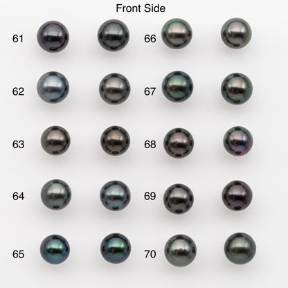 9-10mm Tahitian Pearl Pairs, Matched Round Loose Pearls for Making Studs, High Luster for Jewelry Making Supplies, SKU # 2844TH