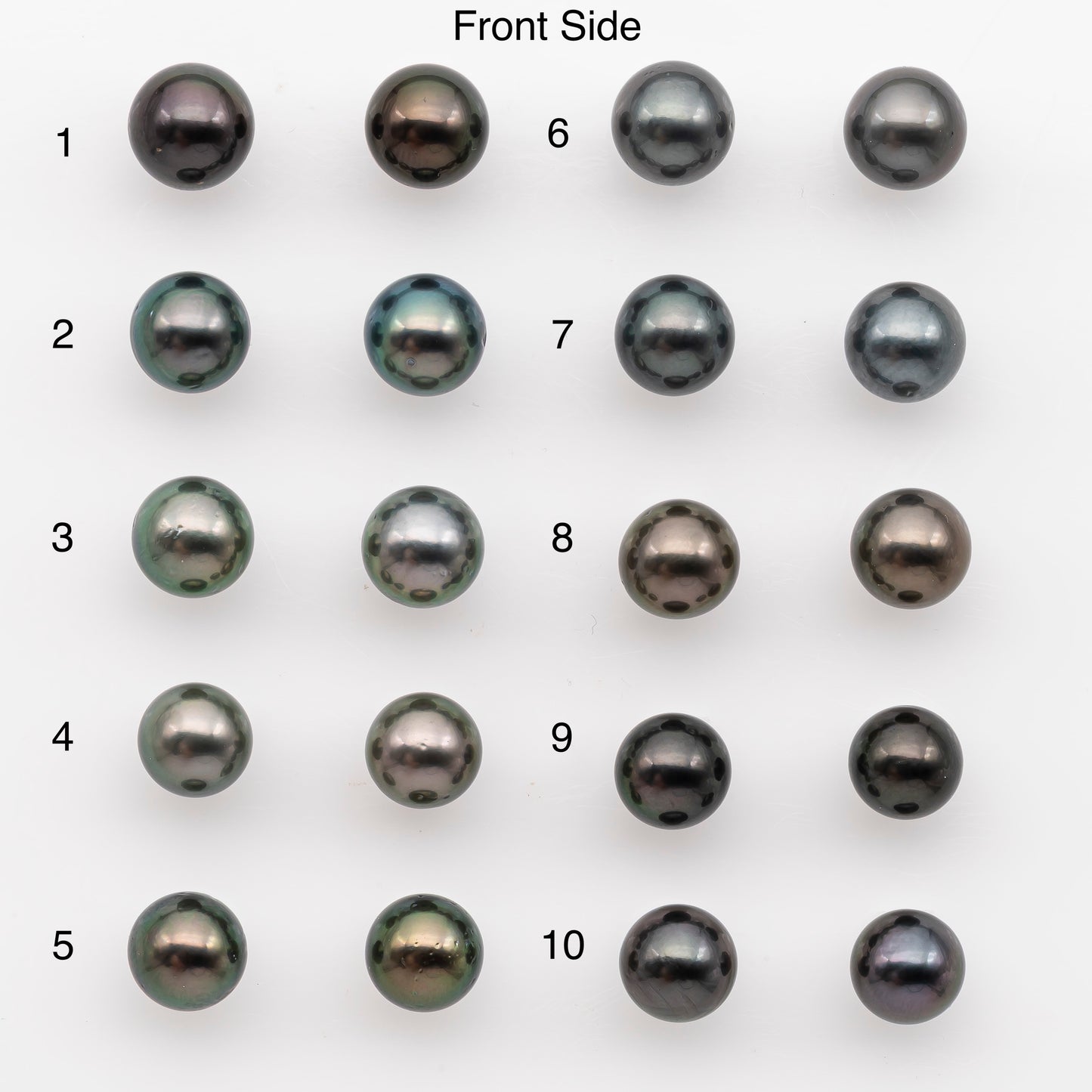 9-10mm Tahitian Pearl Pairs, Matched Round Loose Pearls for Making Studs, High Luster for Jewelry Making Supplies, SKU # 2845TH