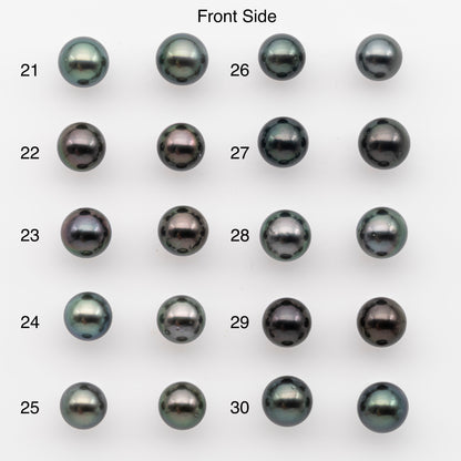 9-10mm Tahitian Pearl Pairs, Matched Round Loose Pearls for Making Studs, High Luster for Jewelry Making Supplies, SKU # 2845TH