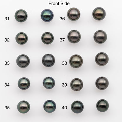 9-10mm Tahitian Pearl Pairs, Matched Round Loose Pearls for Making Studs, High Luster for Jewelry Making Supplies, SKU # 2845TH