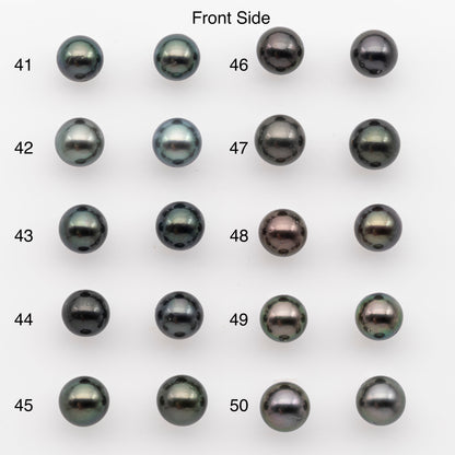 9-10mm Tahitian Pearl Pairs, Matched Round Loose Pearls for Making Studs, High Luster for Jewelry Making Supplies, SKU # 2845TH