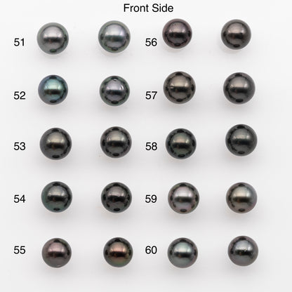 9-10mm Tahitian Pearl Pairs, Matched Round Loose Pearls for Making Studs, High Luster for Jewelry Making Supplies, SKU # 2845TH