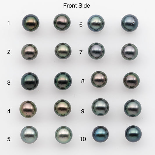 8-9mm Tahitian Pearl Pairs, Matched Round Loose Pearls for Making Studs, High Luster for Jewelry Making Supplies, SKU # 2846TH