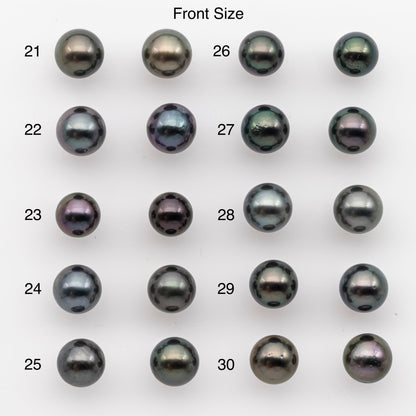 8-9mm Tahitian Pearl Pairs, Matched Round Loose Pearls for Making Studs, High Luster for Jewelry Making Supplies, SKU # 2846TH