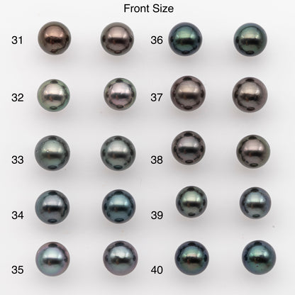 8-9mm Tahitian Pearl Pairs, Matched Round Loose Pearls for Making Studs, High Luster for Jewelry Making Supplies, SKU # 2846TH