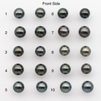 8-9mm Tahitian Pearl Pairs, Matched Round Loose Pearls for Making Studs, High Luster for Jewelry Making Supplies, SKU # 2847TH