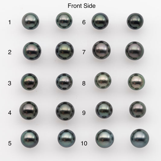 8-9mm Tahitian Pearl Pairs, Matched Round Loose Pearls for Making Studs, High Luster for Jewelry Making Supplies, SKU # 2847TH