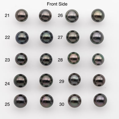 8-9mm Tahitian Pearl Pairs, Matched Round Loose Pearls for Making Studs, High Luster for Jewelry Making Supplies, SKU # 2847TH
