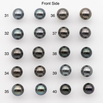 8-9mm Tahitian Pearl Pairs, Matched Round Loose Pearls for Making Studs, High Luster for Jewelry Making Supplies, SKU # 2847TH