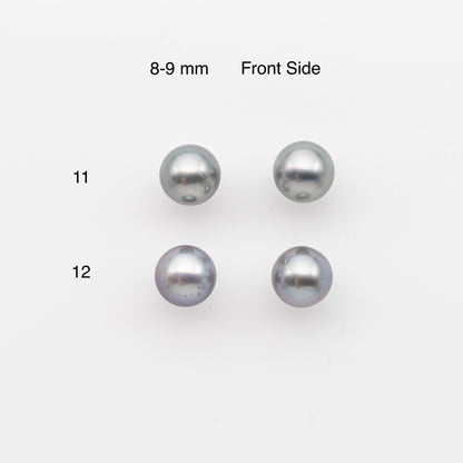 8-9mm or 9-10mm Tahitian Pearl Pairs, Matched Round Loose Pearls for Making Studs, High Luster for Jewelry Making Supplies, SKU # 2842TH