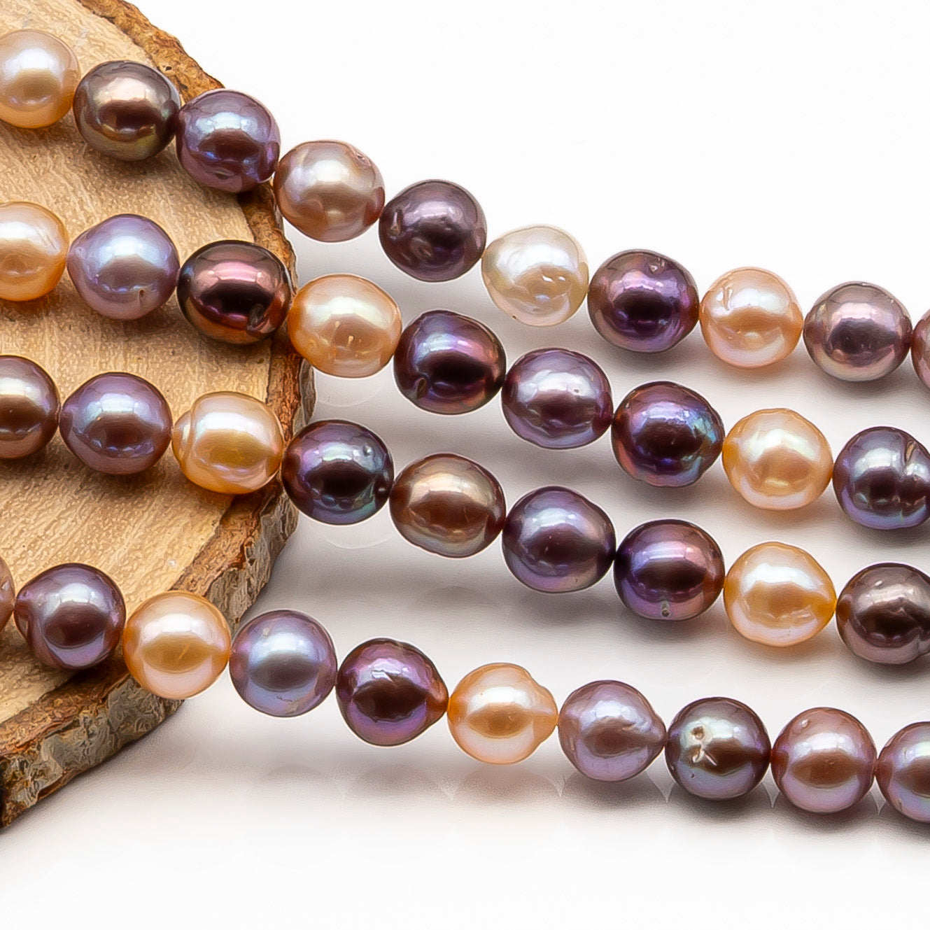 9-11mm Edison Pearl in Full Strand, Freshwater Pearl in Natural Colors with High Luster, Pre-Strung for Jewelry Making, SKU # 2852ED