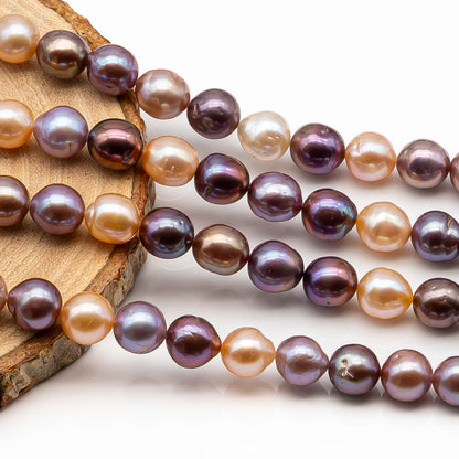 9-11mm Edison Pearl in Full Strand, Freshwater Pearl in Natural Colors with High Luster, Pre-Strung for Jewelry Making, SKU # 2852ED