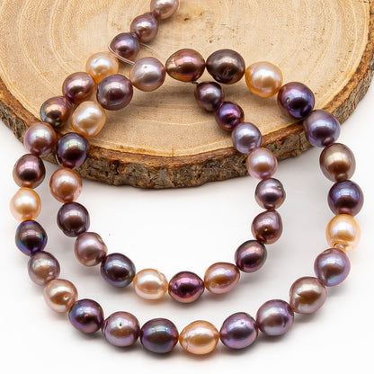 9-11mm Edison Pearl in Full Strand, Freshwater Pearl in Natural Colors with High Luster, Pre-Strung for Jewelry Making, SKU # 2852ED