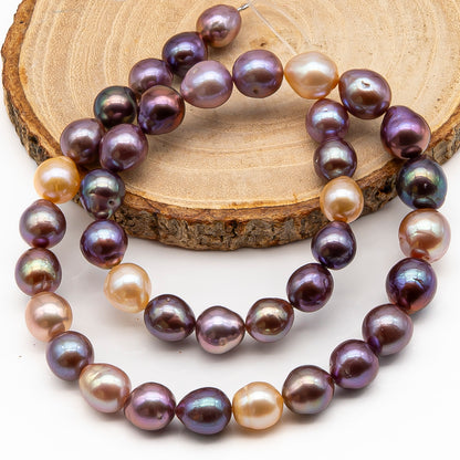 9-11mm Edison Pearl in Full Strand, Freshwater Pearl in Natural Colors with High Luster, Pre-Strung for Jewelry Making, SKU # 2849ED