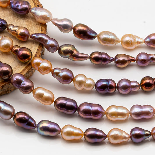 9-11mm Edison Pearl in Full Strand, Freshwater Pearl in Natural Colors with High Luster, Pre-Strung for Jewelry Making, SKU # 2853ED