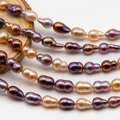 9-11mm Edison Pearl in Full Strand, Freshwater Pearl in Natural Colors with High Luster, Pre-Strung for Jewelry Making, SKU # 2853ED