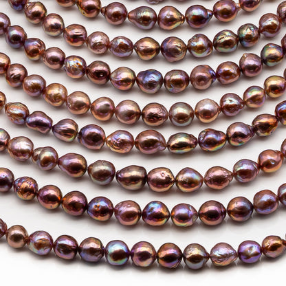 9-11mm Edison Pearl in Full Strand, Freshwater Pearl in Natural Colors with High Luster, Pre-Strung for Jewelry Making, SKU # 2854ED