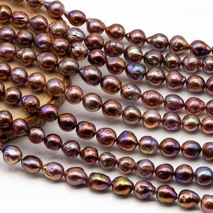 9-11mm Edison Pearl in Full Strand, Freshwater Pearl in Natural Colors with High Luster, Pre-Strung for Jewelry Making, SKU # 2854ED