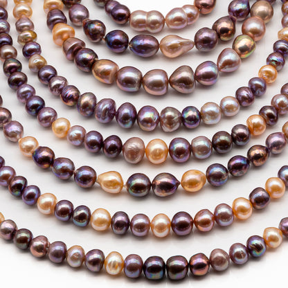 9-11mm Edison Pearl in Full Strand, Freshwater Pearl in Natural Colors with High Luster, Pre-Strung for Jewelry Making, SKU # 2855ED