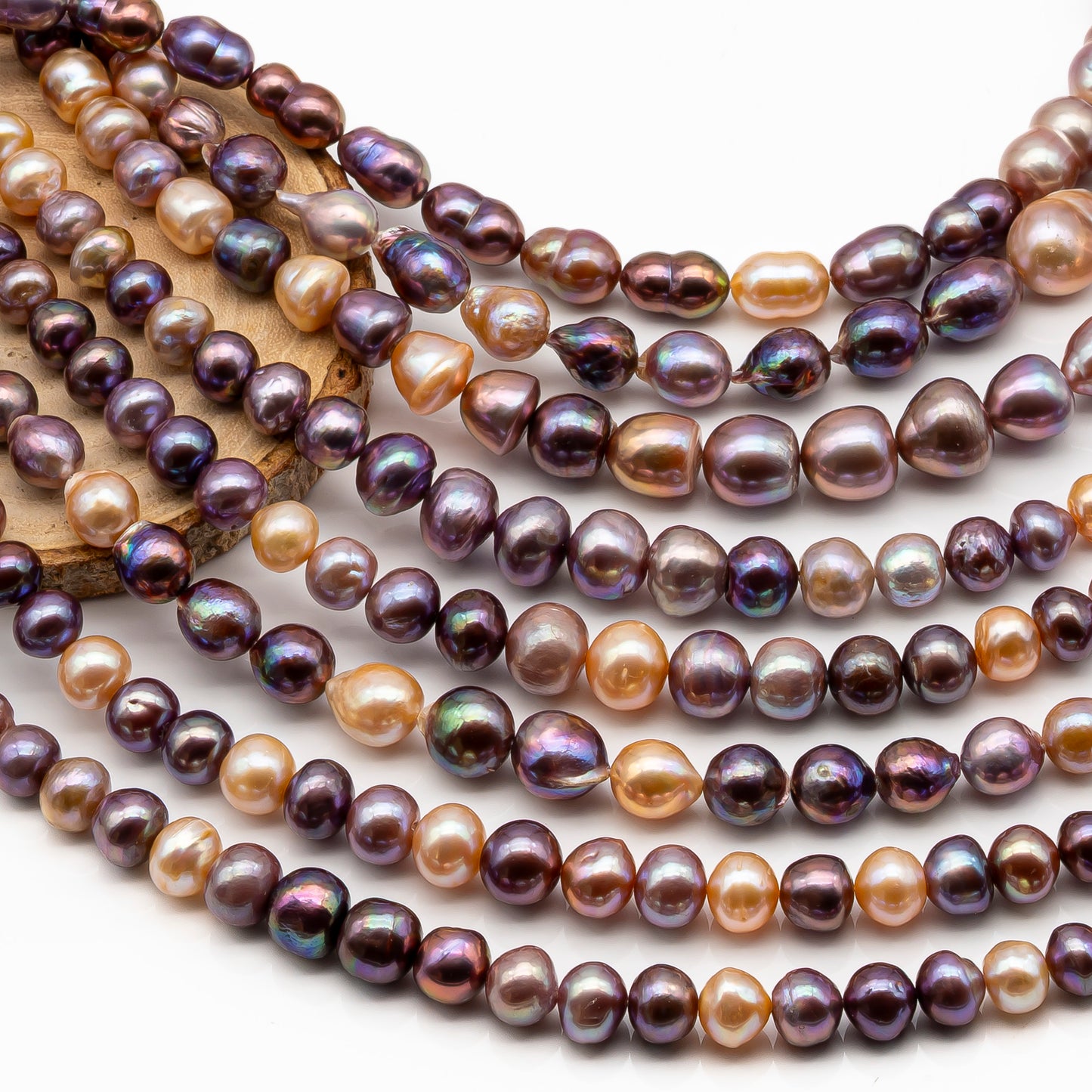 9-11mm Edison Pearl in Full Strand, Freshwater Pearl in Natural Colors with High Luster, Pre-Strung for Jewelry Making, SKU # 2855ED