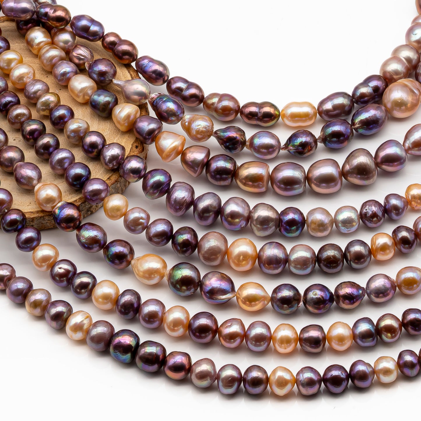 9-11mm Edison Pearl in Full Strand, Freshwater Pearl in Natural Colors with High Luster, Pre-Strung for Jewelry Making, SKU # 2855ED