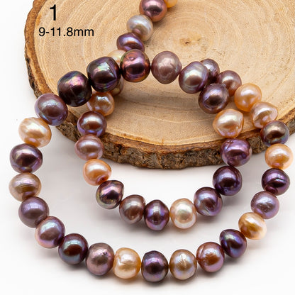 9-11mm Edison Pearl in Full Strand, Freshwater Pearl in Natural Colors with High Luster, Pre-Strung for Jewelry Making, SKU # 2855ED