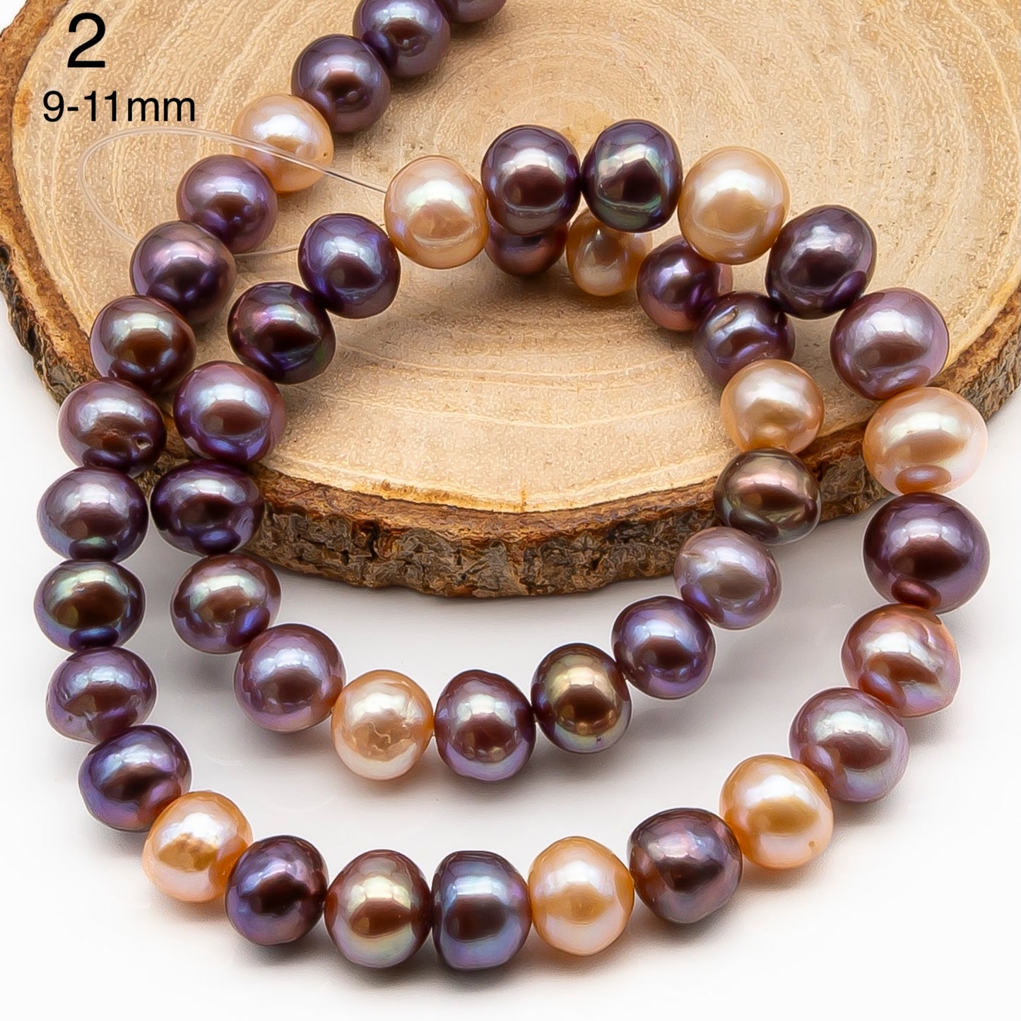 9-11mm Edison Pearl in Full Strand, Freshwater Pearl in Natural Colors with High Luster, Pre-Strung for Jewelry Making, SKU # 2855ED