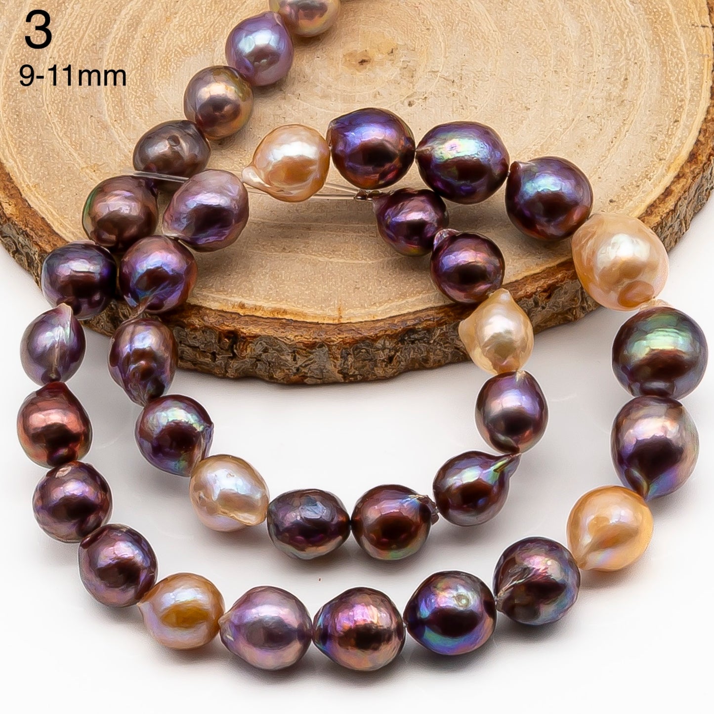 9-11mm Edison Pearl in Full Strand, Freshwater Pearl in Natural Colors with High Luster, Pre-Strung for Jewelry Making, SKU # 2855ED
