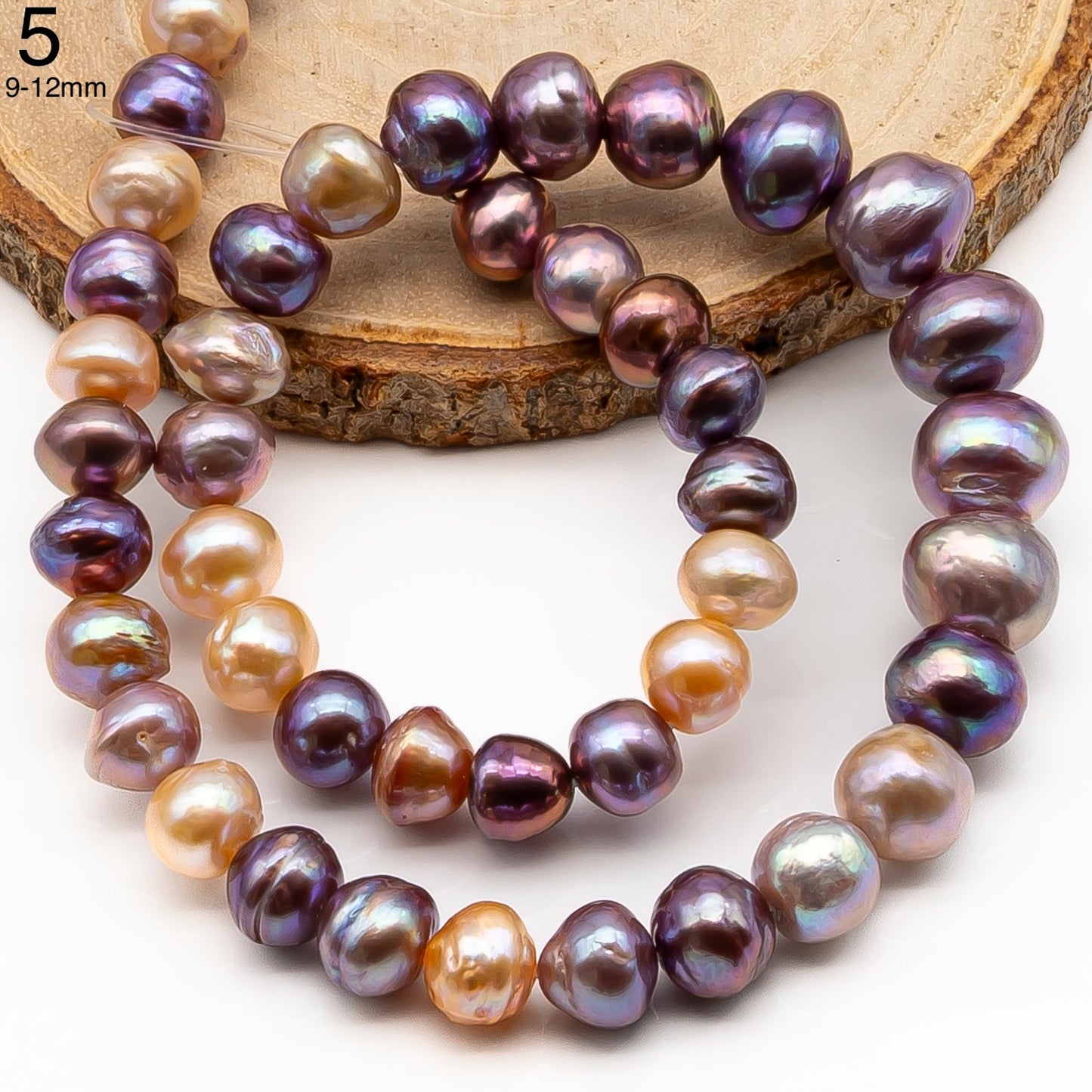 9-11mm Edison Pearl in Full Strand, Freshwater Pearl in Natural Colors with High Luster, Pre-Strung for Jewelry Making, SKU # 2855ED