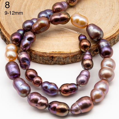 9-11mm Edison Pearl in Full Strand, Freshwater Pearl in Natural Colors with High Luster, Pre-Strung for Jewelry Making, SKU # 2855ED