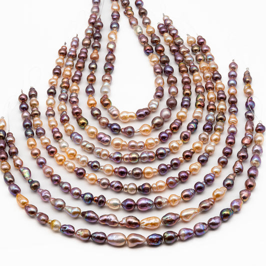 9-11mm Edison Pearl in Full Strand, Freshwater Pearl in Natural Colors with High Luster, Pre-Strung for Jewelry Making, SKU # 2856ED