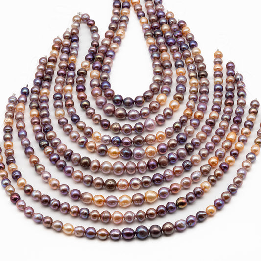 9-11mm Edison Pearl in Full Strand, Freshwater Pearl in Natural Colors with High Luster, Pre-Strung for Jewelry Making, SKU # 2857ED