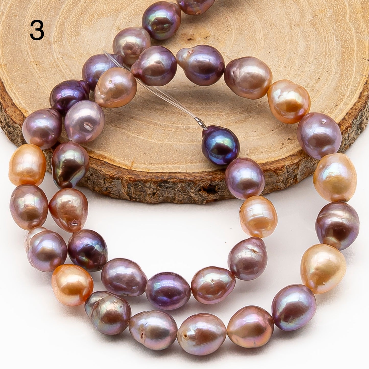 9-11mm Edison Pearl in Full Strand, Freshwater Pearl in Natural Colors with High Luster, Pre-Strung for Jewelry Making, SKU # 2857ED