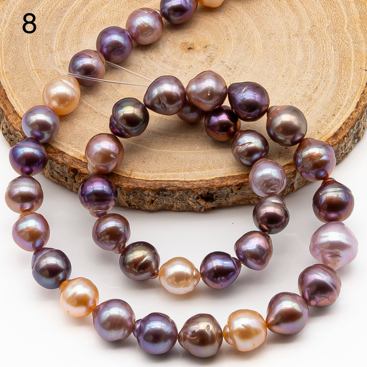 9-11mm Edison Pearl in Full Strand, Freshwater Pearl in Natural Colors with High Luster, Pre-Strung for Jewelry Making, SKU # 2857ED