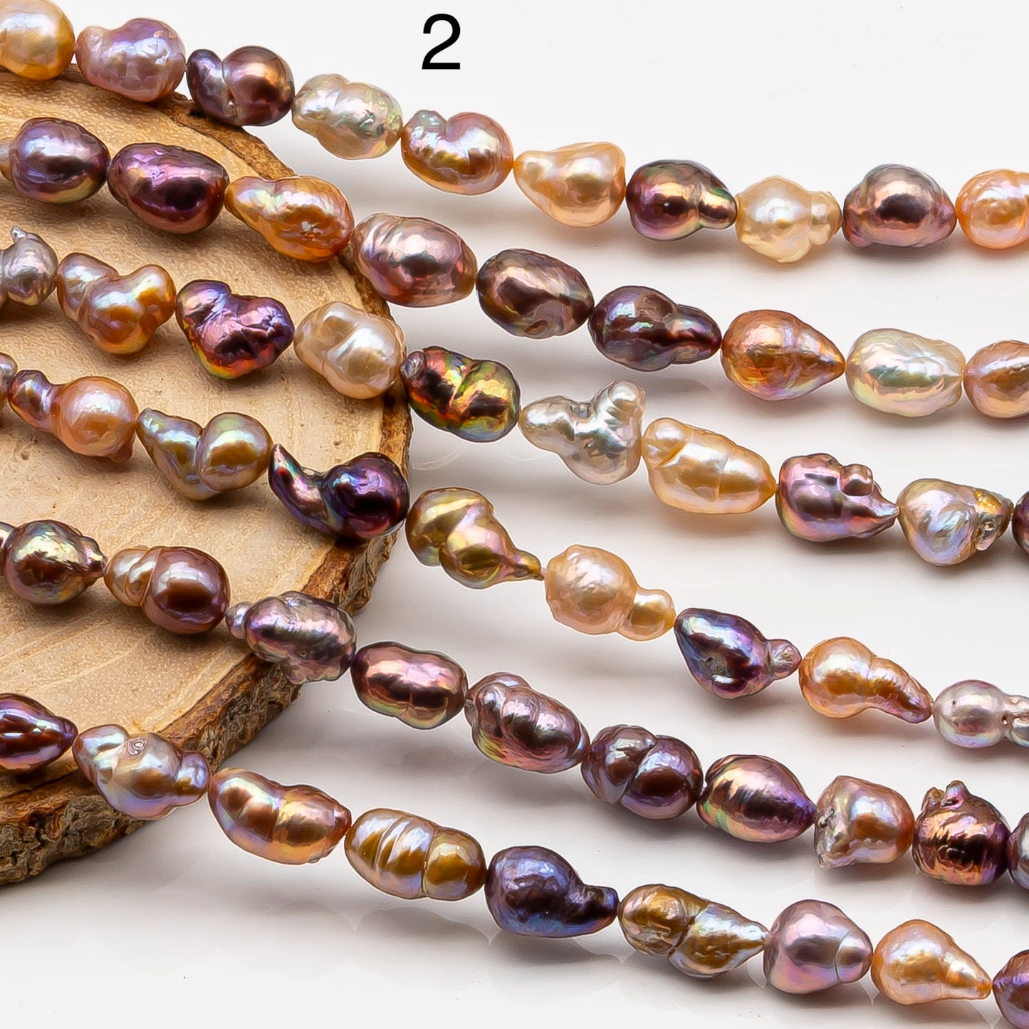 7-9mm Edison Pearl in Full Strand, Freshwater Pearl in Natural Colors with High Luster, Pre-Strung for Jewelry Making, SKU # 2858ED