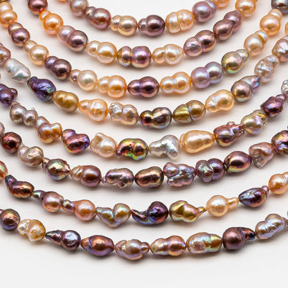 7-9mm Edison Pearl in Full Strand, Freshwater Pearl in Natural Colors with High Luster, Pre-Strung for Jewelry Making, SKU # 2858ED